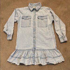Elan Blue Ruffled Buttoned Mini Dress